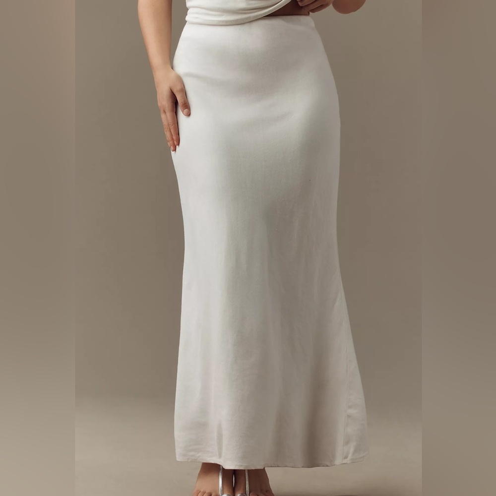 Anthropologie The Tilda White Maxi Linen Skirt